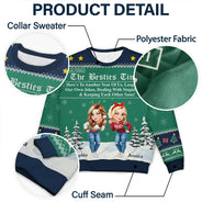 Gift For Bestie,Old Best friends,Gift For Sisters,Happy,Christmas - 3D Effect Besties Here's To Another Year Of Us - Personalized Unisex Ugly Sweater