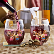 Gift For Bestie,Old Best friends,Gift For Sisters,Happy - 3D Effect Besties Here's To Another Year Of Us - Personalized Stemless Wine Glass