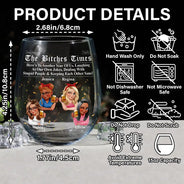 Gift For Bestie,Old Best friends,Gift For Sisters,Happy - 3D Effect Besties Here's To Another Year Of Us - Personalized Stemless Wine Glass