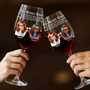 Gift For Bestie, Old Best friends, Gift For Sisters, Happy - 3D Effect Besties Here's To Another Year Of Us - Personalized Wine Glass