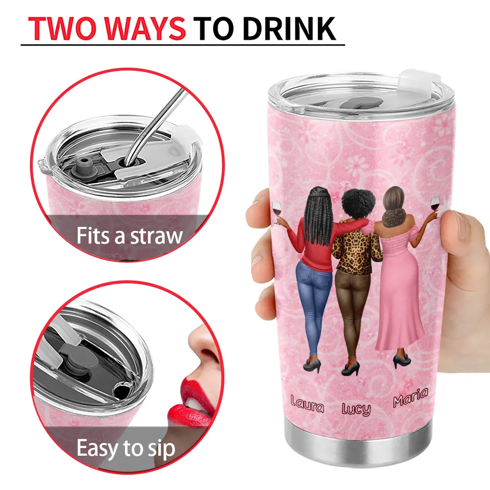 Gift For Bestie,Gift For Women,Happy,Top Market - 3D Effect Besties If You Fall I Will Pick You Up - Personalized Tumbler