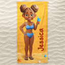 Happy,Gift For Bestie,Best friends' Hobby,Summer,Gift For Sisters,Beach - 3D Effect Besties Summer - Personalized Beach Towel