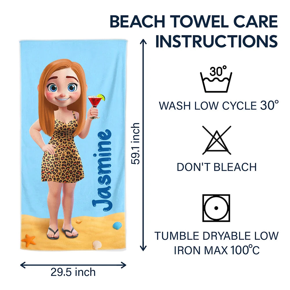 Happy,Gift For Bestie,Best friends' Hobby,Summer,Gift For Sisters,Beach - 3D Effect Besties Summer - Personalized Beach Towel