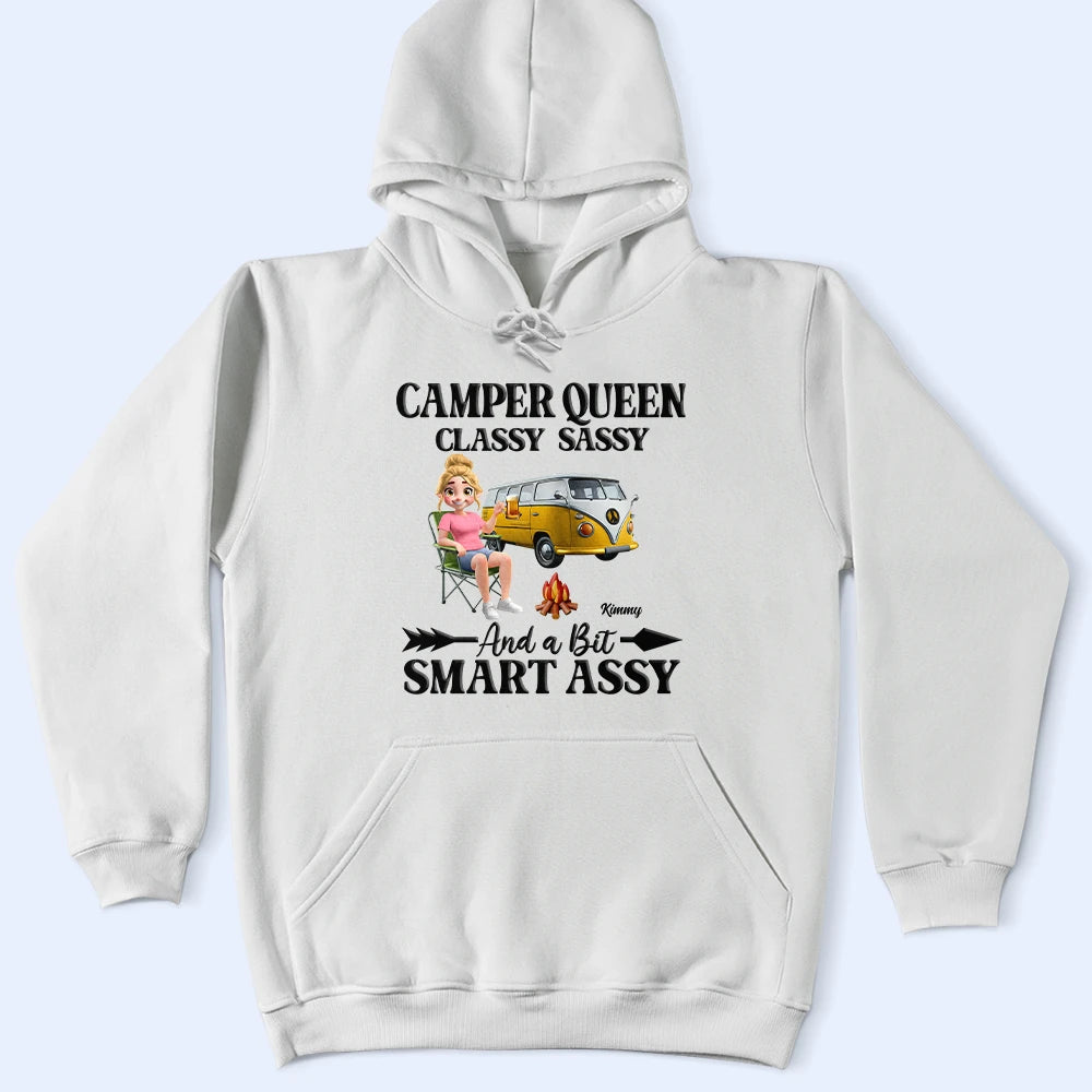 Gift For Yourself,Gift For Women,Happy,Camping - 3D Effect Camper Queen Classy Sassy - Personalized T Shirt