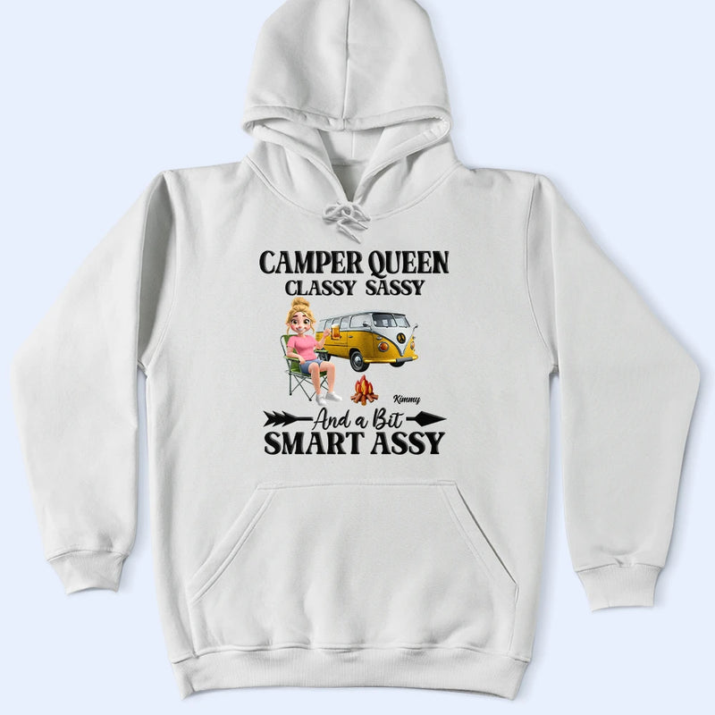 Gift For Yourself,Gift For Women,Happy,Camping - 3D Effect Camper Queen Classy Sassy - Personalized T Shirt