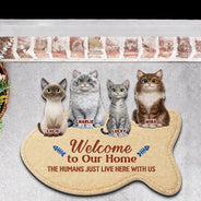 Cat Lovers,Gift For Women,Gift For Men,Happy,Top Market - 3D Effect Cats Welcome To Our Home - Personalized Custom Shaped Doormat