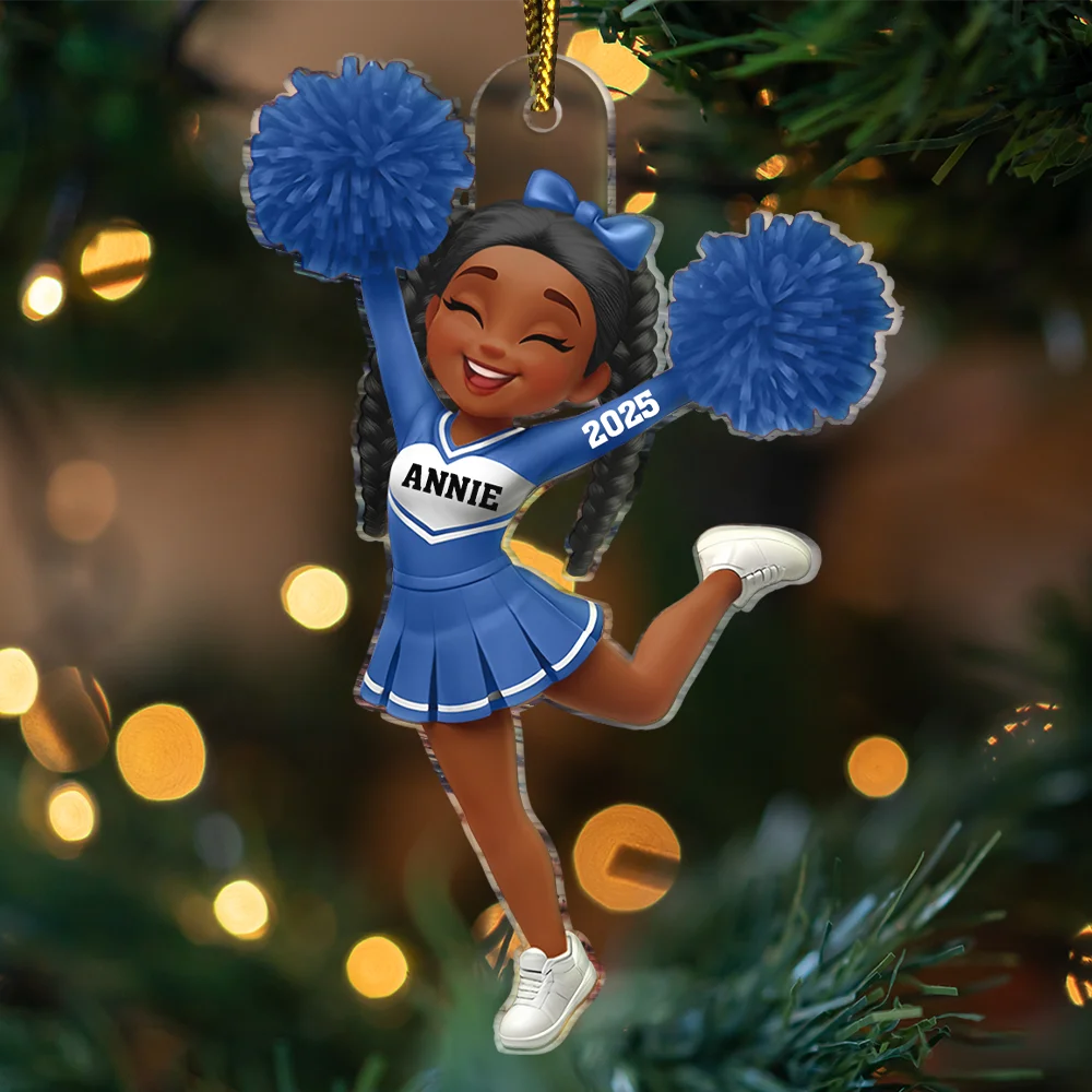 Gift For Yourself, Gift For Women, Gift For Men, Happy, Christmas - 3D Effect Cheerleader - Personalized Custom Shaped Acrylic Ornament