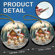 Christmas, Pet Lovers, Pet Mom, Pet Dad, Dog Lovers, Dog Mom, Dog Dad, Happy - 3D Effect Christmas Dog Merry Woofmas - Personalized Circle Glass Ornament
