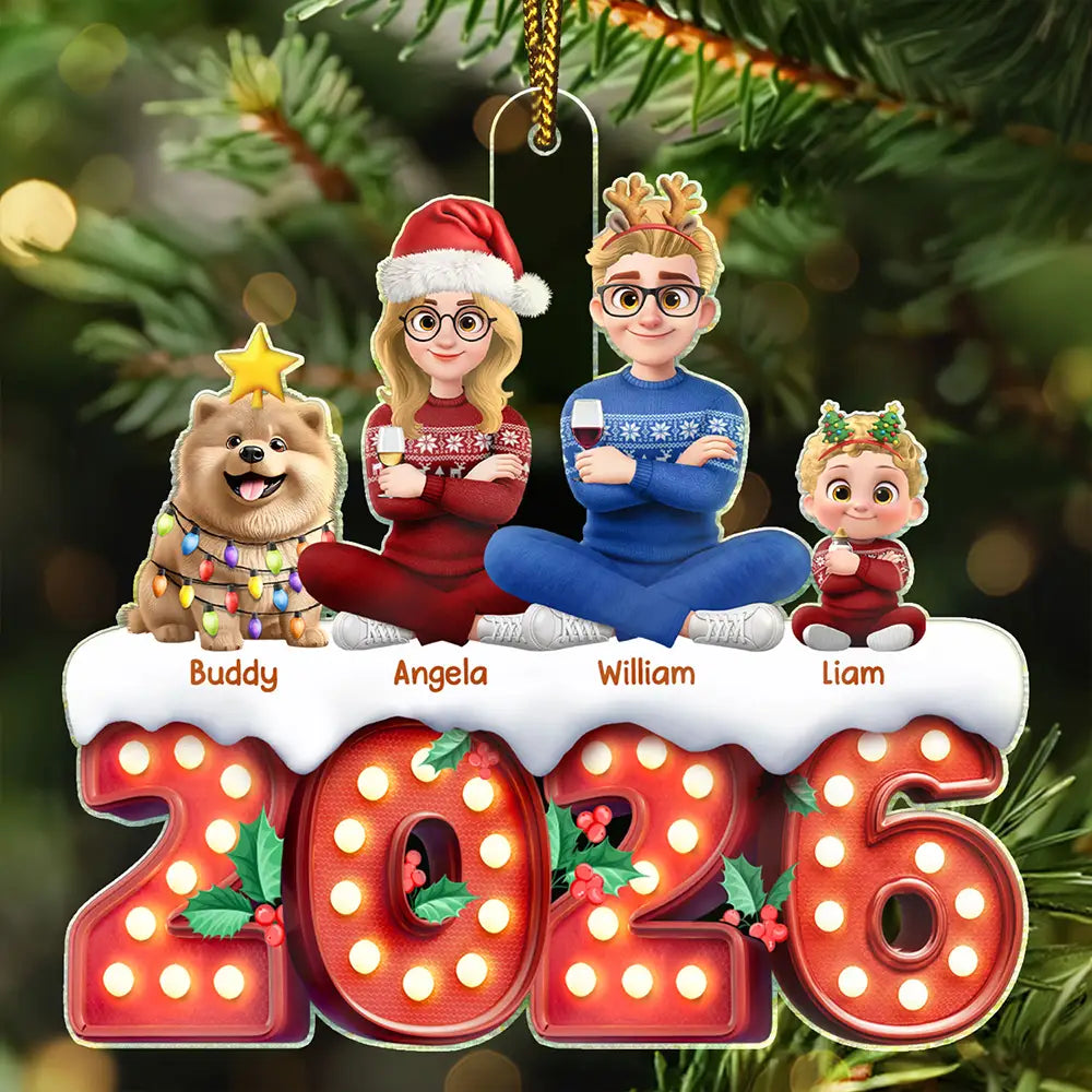 3D Effect Christmas Family Marquee - Personalized Custom Shaped Acrylic Ornament