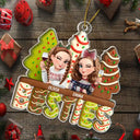 Gift For Bestie, Gift For Sisters, Christmas, Happy - 3D Effect Christmas Tree Cake Besties Sisters - Personalized Custom Shaped Acrylic Ornamenta