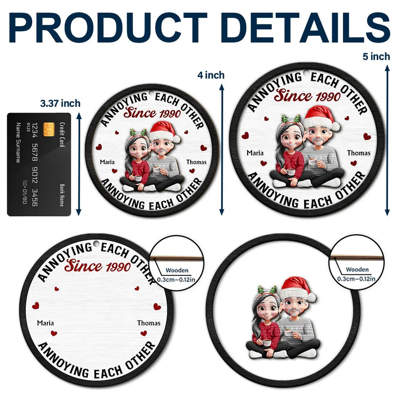 Gift For Husband, Gift For Wife, Gift For Boyfriend, Gift For Girlfriend, Love, Gift For Couples, Christmas - 3D Effect Couple Annoying Each Other - Personalized 2-Layered Wooden Ornament