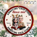 Gift For Husband, Gift For Wife, Gift For Boyfriend, Gift For Girlfriend, Love, Gift For Couples, Christmas - 3D Effect Couple Annoying Each Other - Personalized 2-Layered Wooden Ornament