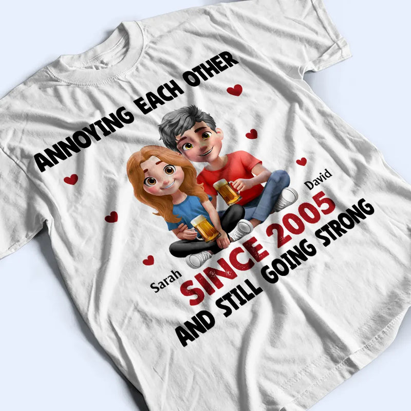 Gift For Couples, Gift For Husband, Gift For Boyfriend, Gift For Wife, Gift For Girlfriend, Love - 3D Effect Couple Annoying Each Other - Personalized T Shirt