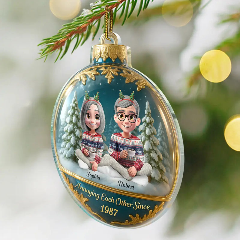 Gift For Couples,Gift For Women,Gift For Men,Love,Christmas - 3D Effect Couple Christmas You And Me We Got This - Personalized Custom Shaped Acrylic Ornament