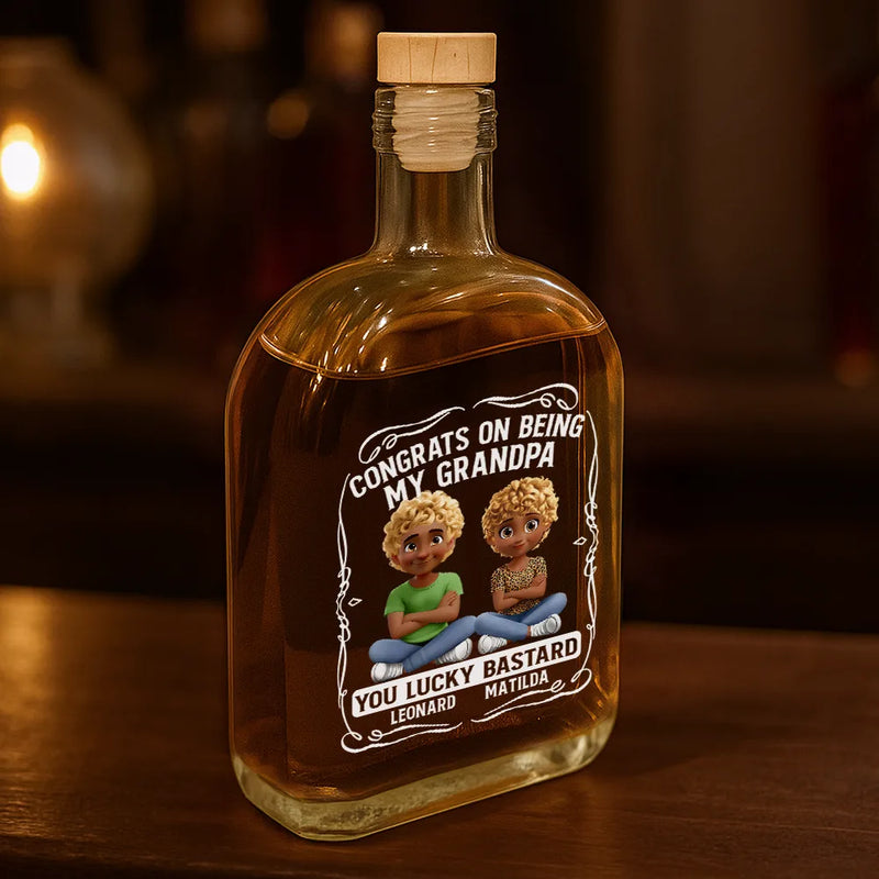 Gift For Couples,Gift For Husband,Gift For Wife,Gift For Boyfriend,Gift For Girlfriend,Old Couples,Love - 3D Effect Couple Congrats On Being My Husband You Lucky Man - Personalized Whiskey Bottle