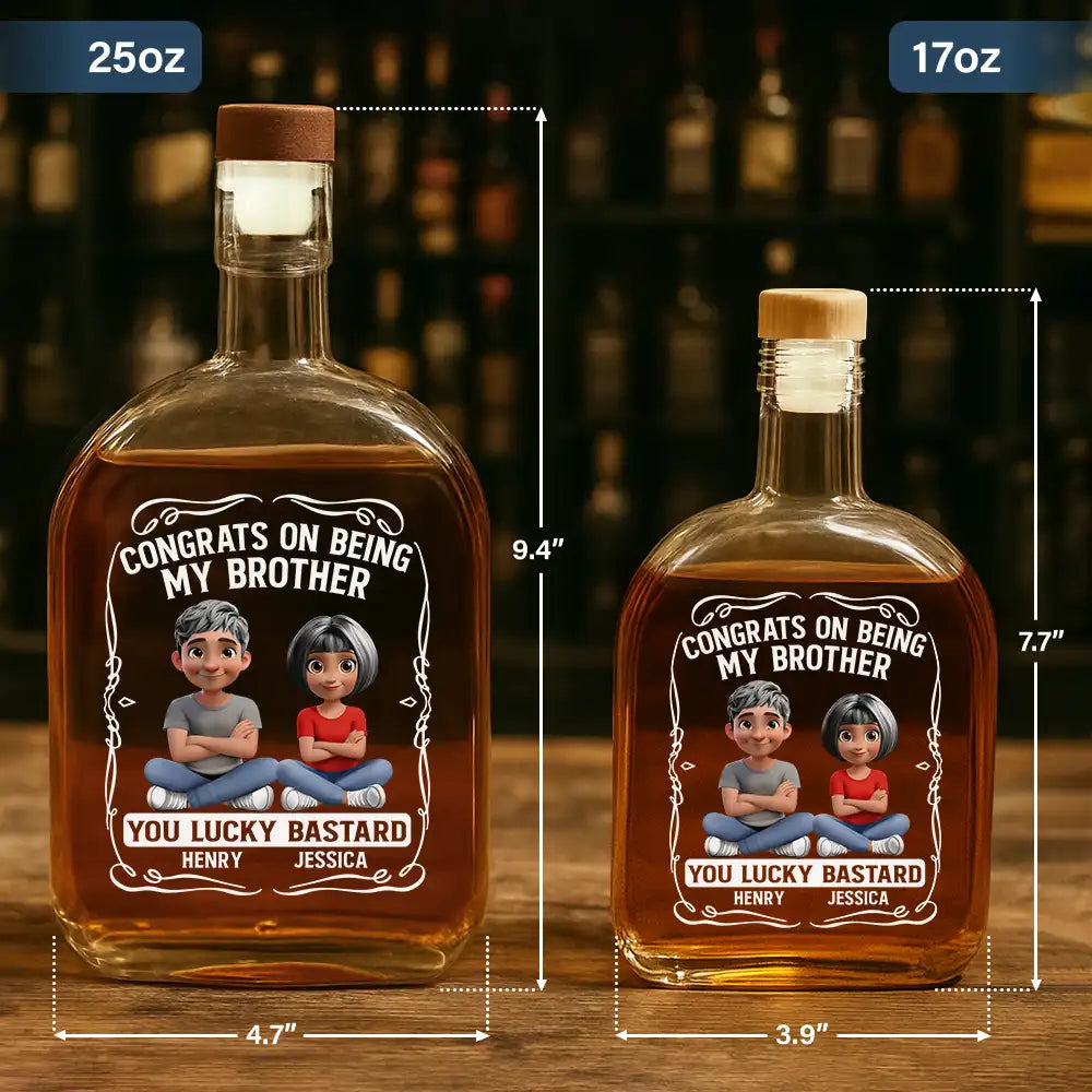 Gift For Couples,Gift For Husband,Gift For Wife,Gift For Boyfriend,Gift For Girlfriend,Old Couples,Love - 3D Effect Couple Congrats On Being My Husband You Lucky Man - Personalized Whiskey Bottle