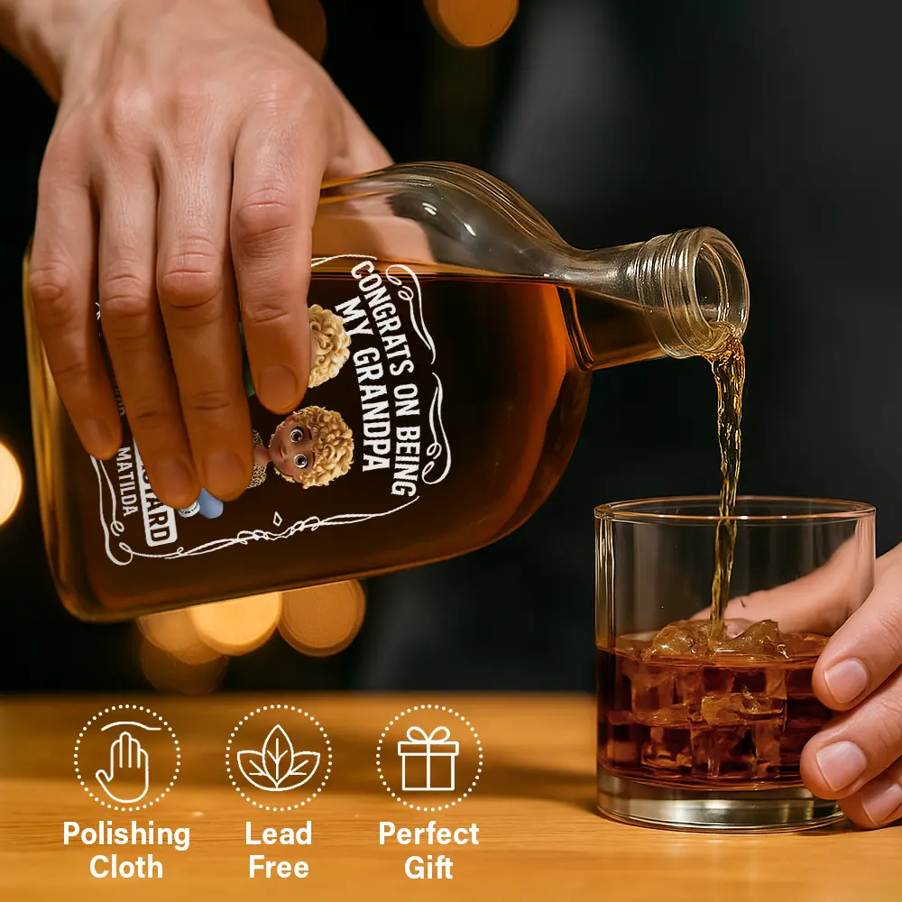 Gift For Couples,Gift For Husband,Gift For Wife,Gift For Boyfriend,Gift For Girlfriend,Old Couples,Love - 3D Effect Couple Congrats On Being My Husband You Lucky Man - Personalized Whiskey Bottle