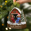 Gift For Couples,Gift For Husband,Gift For Wife,Gift For Boyfriend,Gift For Girlfriend,Love,Christmas - 3D Effect Couple God Knew My Heart Needed You - Personalized Custom Shaped Wooden Ornament