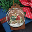 Gift For Couples, Old Couples, Gift For Husband, Gift For Wife, Love, Christmas - 3D Effect Couple Growing Old Together - Personalized Circle Glass Ornament