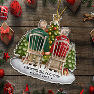 Gift For Couples, Old Couples, Gift For Husband, Gift For Wife, Love, Christmas - 3D Effect Couple Growing Old Together - Personalized Custom Shaped Acrylic Ornament