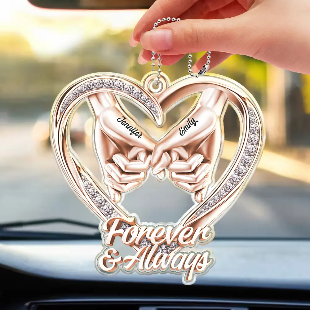 Gift For Couples, LGBT, Gift For Women, Gift For Men, Love, Top Market - 3D Metal Effect Couple Holding Hands You & Me We Got This - Personalized Acrylic Car Hanger
