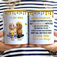 Gift For Couples,Old Couples,Gift For Women,Gift For Wife,Love,Top Market,Gift For Men,Gift For Husband - 3D Effect Couple Meeting You Marrying You - Personalized White Edge-to-Edge Mug