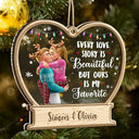 Christmas,Gift For Couples,Gift For Husband,Gift For Wife,Gift For Boyfriend,Happy - 3D Effect Couple Our Love Is My Favorite - Personalized 2-Layered Mix Ornament