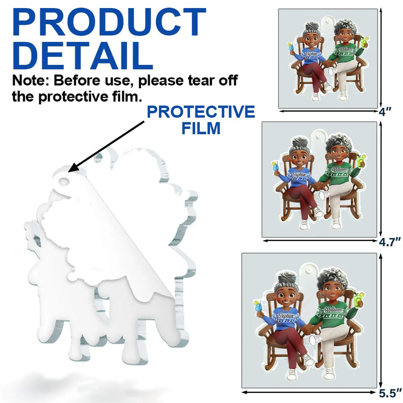 Love,Christmas,Gift For Wife,Gift For Husband,Gift For Couples - 3D Effect Couple Sitting And Holding Hand - Personalized Custom Shaped Acrylic Ornament