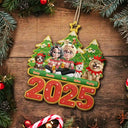 Christmas,Gift For Couples,Dog Couple,Happy,Dog Lovers - 3D Effect Couple Sitting With Dogs - Personalized Custom Shaped Wooden Ornament