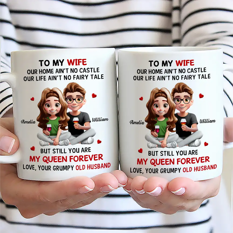 Gift For Couples,Old Couples,Gift For Women,Gift For Wife,Love,Top Market - 3D Effect Couple To My Wife Our Home Ain't No Castle - Personalized Mug