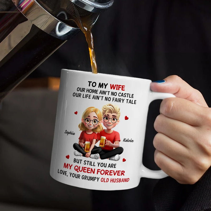 Gift For Couples,Old Couples,Gift For Women,Gift For Wife,Love,Top Market - 3D Effect Couple To My Wife Our Home Ain't No Castle - Personalized Mug