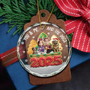Christmas, Gift For Couples, Dog Couple, Happy, Dog Lovers - 3D Effect Couple You And Me And The Dogs - Personalized Circle Glass Ornament