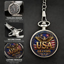 Gift For Father,Gift For Grandpa,Gift For Men,Independence Day,Happy,America 250th - 3D Effect Dad Grandpa 250 Years Of Freedom - Personalized Pocket Watch