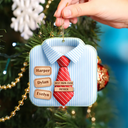 Gift For Father, Gift For Grandpa, Love, Christmas - 3D Effect Dad Grandpa Shirt With Tie - Personalized Custom Shaped Acrylic Ornament