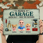 Gift For Grandpa, Top Market, Confident, Vector - 3D Effect Dad Papa Garage - Personalized Classic Metal Signs