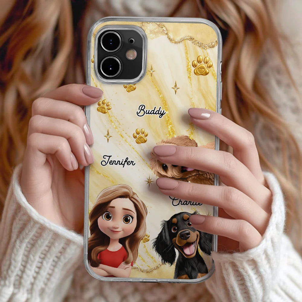 Pet Lovers,Pet Mom,Pet Dad,Dog Lovers,Dog Mom,Dog Dad,Cat Lovers,Cat Mom,Cat Dad,Gift For Women,Gift For Men,Happy,Top Market - 3D Effect Dog Cat Mom - Personalized Clear Phone Case