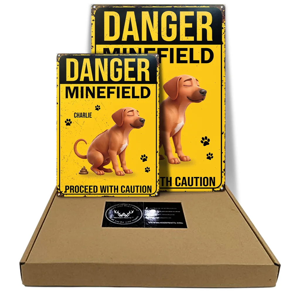 Dog Lovers,Dog Mom,Dog Dad,Family,Funny - 3D Effect Dog Danger Minefield - Personalized Classic Metal Signs