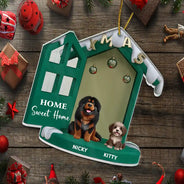 Dog Lovers,Dog Mom,Dog Dad,Dog Couple,Christmas,Happy - 3D Effect Dog Home Sweet Home - Personalized Custom Shaped Acrylic Ornament