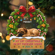 Pet Lovers,Pet Mom,Pet Dad,Dog Lovers,Dog Mom,Dog Dad,Happy,Christmas - 3D Effect Dog My 1st Christmas In My Forever Home - Personalized Custom Shaped Acrylic Ornament