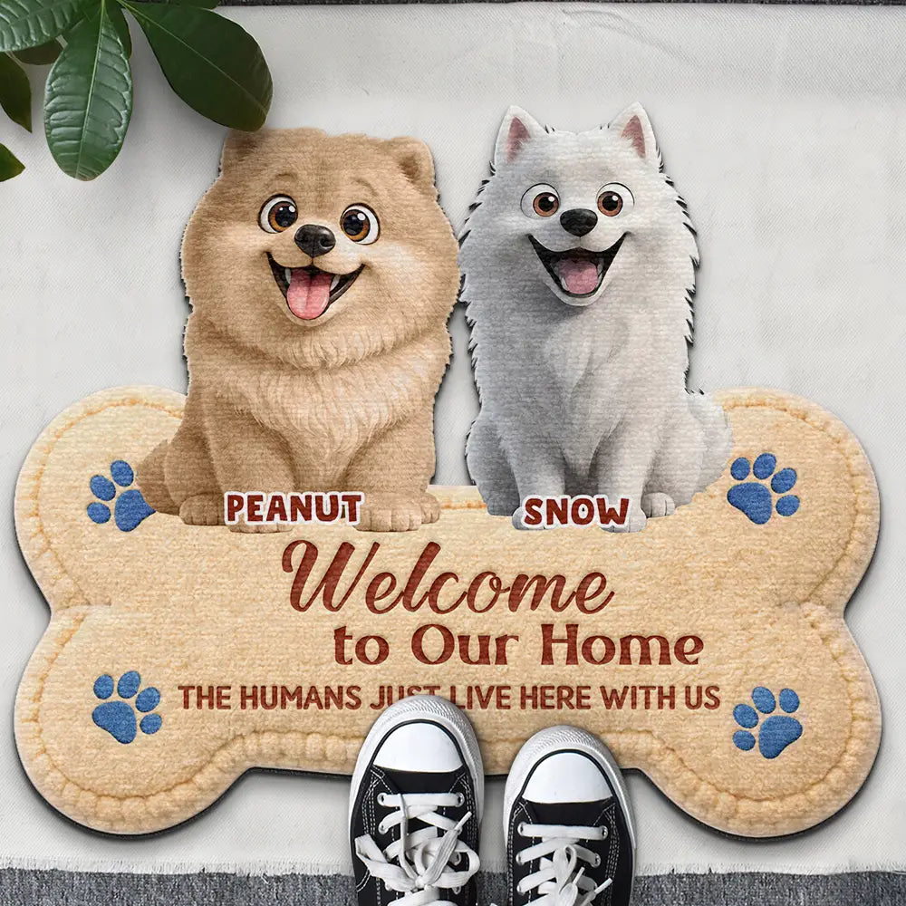 Dog Lovers,Gift For Women,Gift For Men,Happy,Top Market - 3D Effect Dogs Welcome To Our Home - Personalized Custom Shaped Doormat