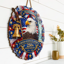 Family,America 250th,Independence Day,Happy - 3D Effect Eagle Wreath 250th Anniversary - Personalized Custom Shaped Wood Sign