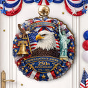 Family,America 250th,Independence Day,Happy - 3D Effect Eagle Wreath 250th Anniversary - Personalized Custom Shaped Wood Sign