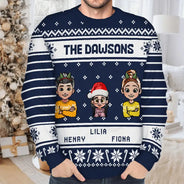 Happy,Family,Christmas - 3D Effect Family - Personalized Unisex Ugly Sweater