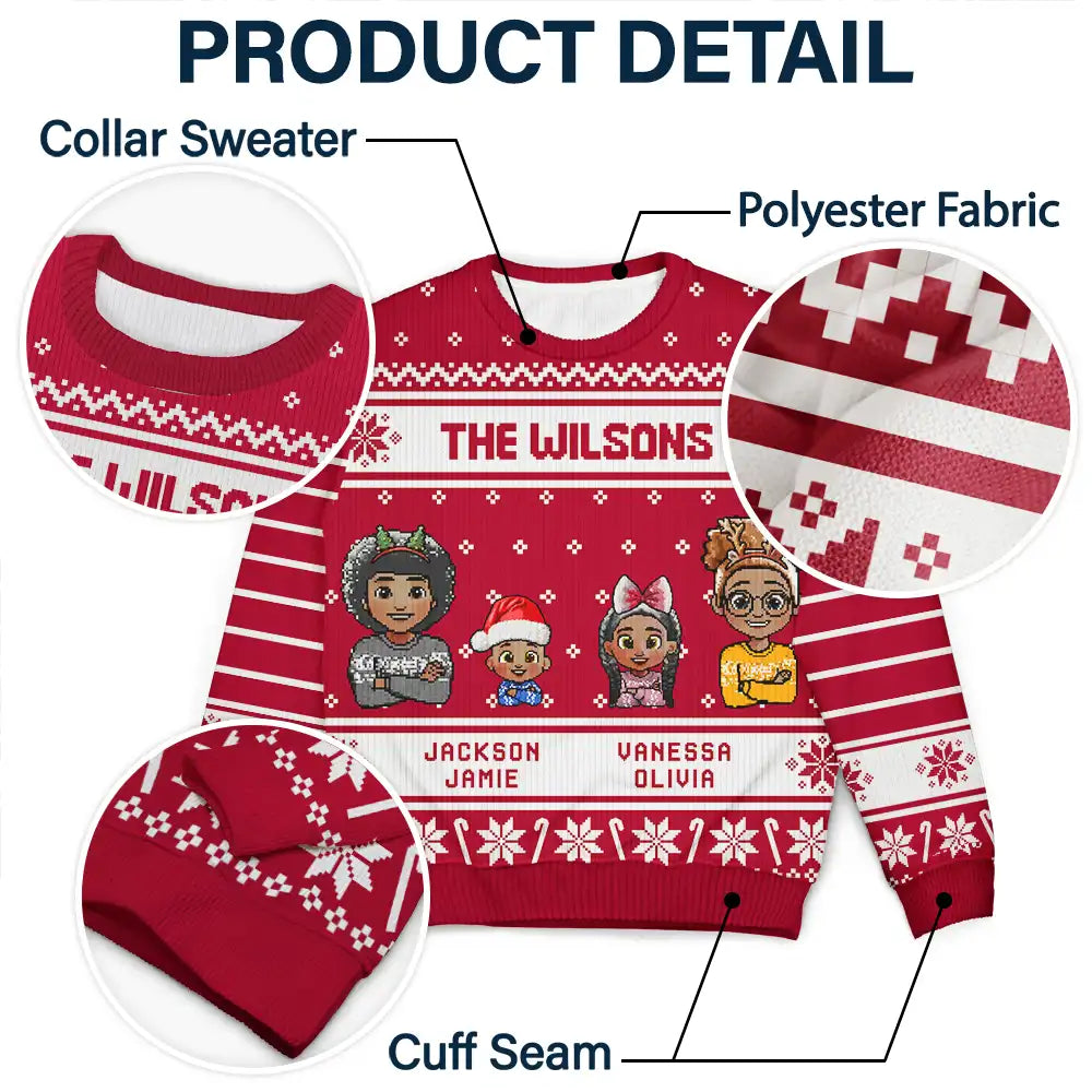 Happy,Family,Christmas - 3D Effect Family - Personalized Unisex Ugly Sweater