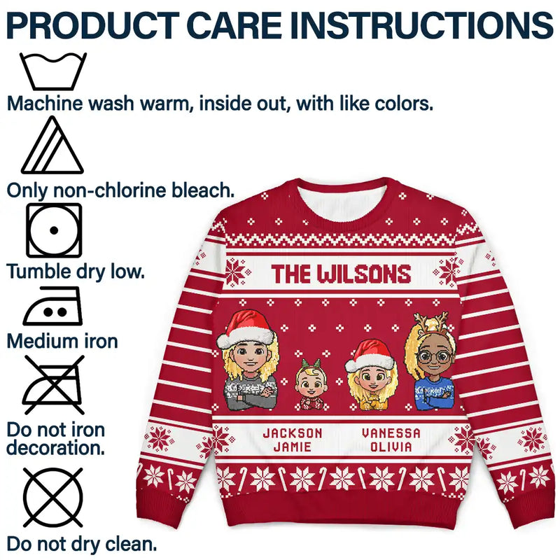 Happy,Family,Christmas - 3D Effect Family - Personalized Unisex Ugly Sweater