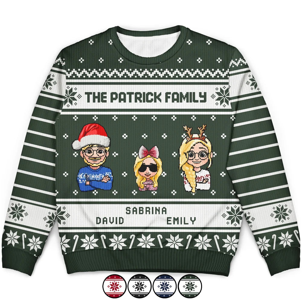 3D Effect Family - Personalized Unisex Ugly Sweater