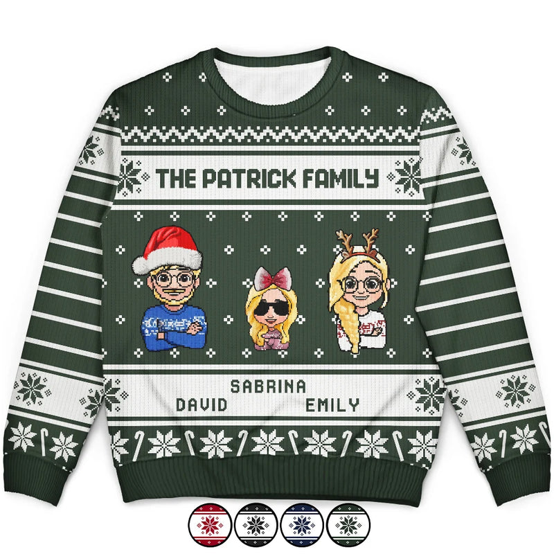Happy,Family,Christmas - 3D Effect Family - Personalized Unisex Ugly Sweater