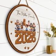 3D Effect Family And Dog Cat - Personalized Custom Shaped Wood Sign