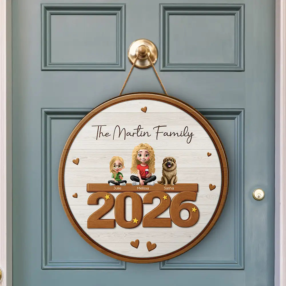 3D Effect Family And Dog Cat - Personalized Custom Shaped Wood Sign