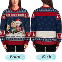 Family,Parents,Gift For Kids,Pet Lovers,Dog Lovers,Cat Lovers,Christmas,Happy - 3D Effect Family Merry Christmas - Personalized Unisex Ugly Sweater